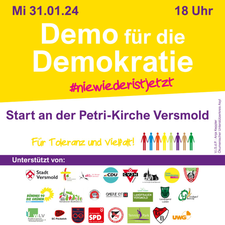 Demo in Versmold- mit vielen Akteuren für unsere Demokratie